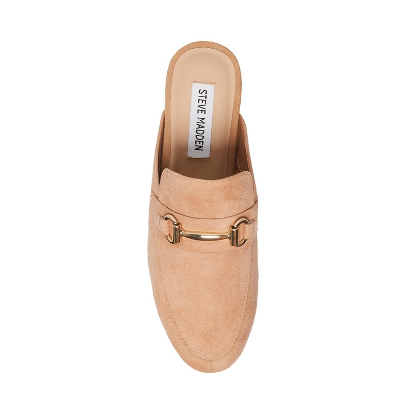 Mulas Steve Madden Kandi Camel Gamuza Mujer Beige | ES VH2E1S